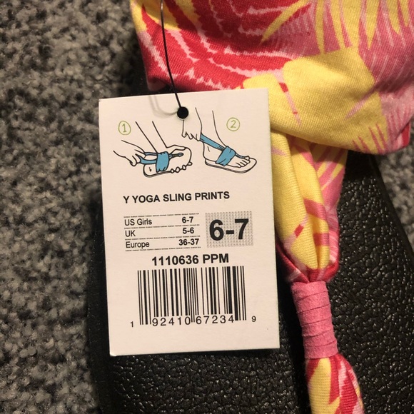 Sanuk Pink and Yellow Floral Twist Yoga Sling Sandals - Picture 2 of 4